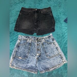 Stylish Black and Blue Denim Women's Shorts